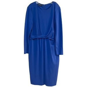 LAFAYETTE 148 Dress Ponte Knit Cobalt Blue Twist Front Sheath Size 8